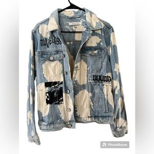 Pacsun Bleach Tie Dyed Graphic Denim Jacket